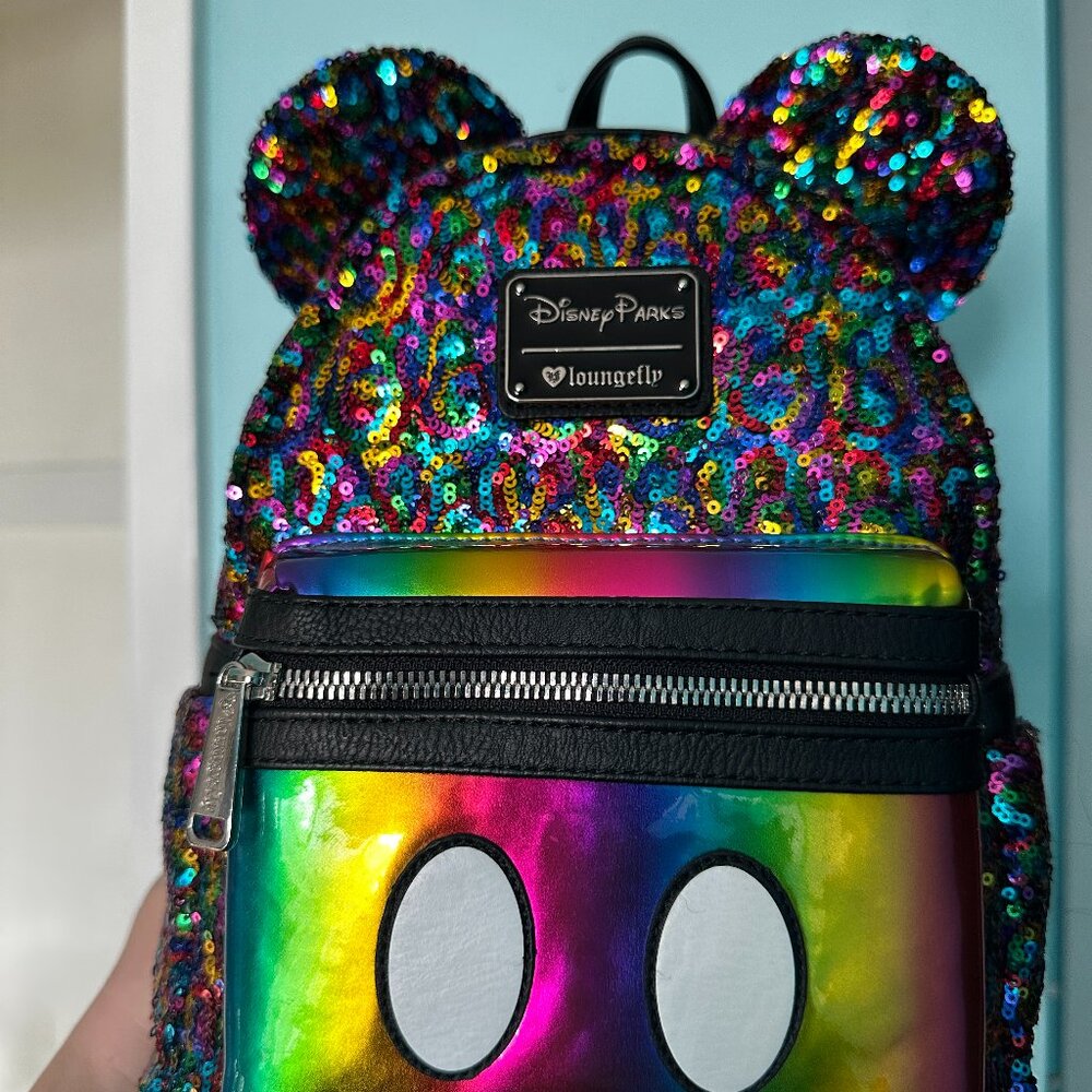 Disney Loungefly Mickey Mouse Rainbow Sequin mini backpack